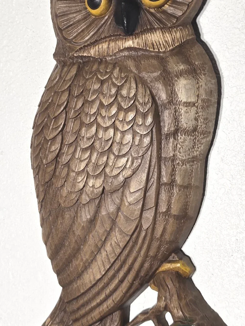 Vintage Syroco Owl Wall Art 1966 MCM Faux Wood Owl Hanging 60s Lodge Wall Decor
